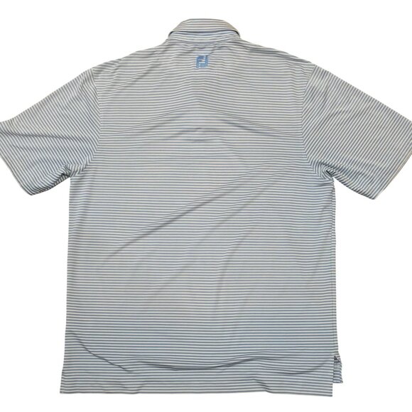 FootJoy Mens golf West Bay Club Polo Shirt Blue/White Stripes size large - Picture 4 of 6
